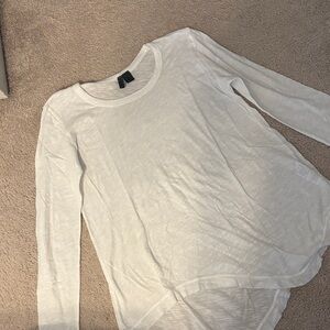 Elegant White Long Sleeve Women's Top, Made in USA